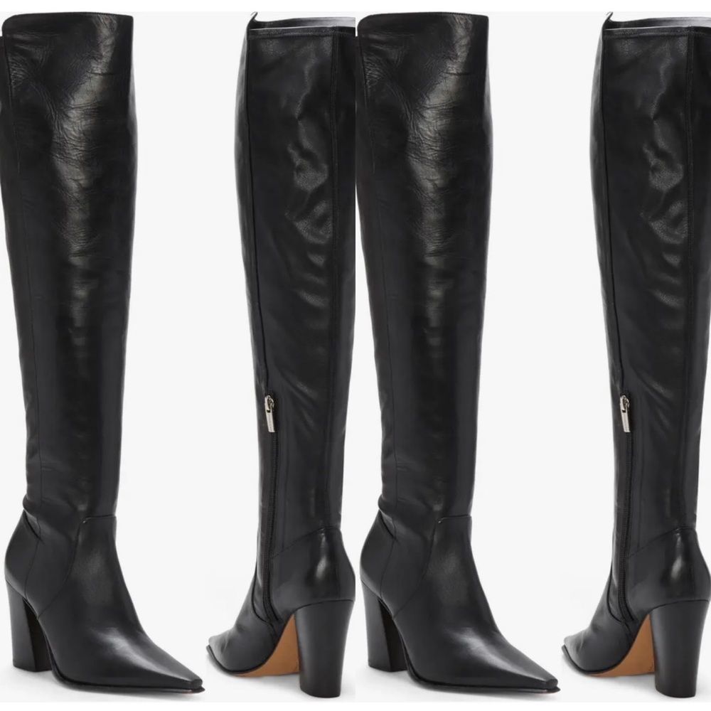 NWT VINCE CAMUTO DEMERRI OVER THE KNEE BLACK BOOTS SEXY LEATHER POINTED … - Picture 2 of 12